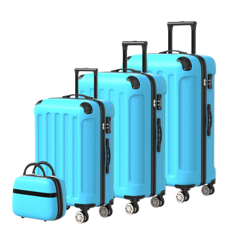 VOYAGOUX - Durable 4 Piece ABS Travel Suitcase Set - Light Blue - L / M / S / XS