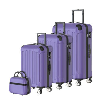 VOYAGOUX - Durable 4-Piece ABS Travel Suitcase Set - Purple - L / M / S / XS