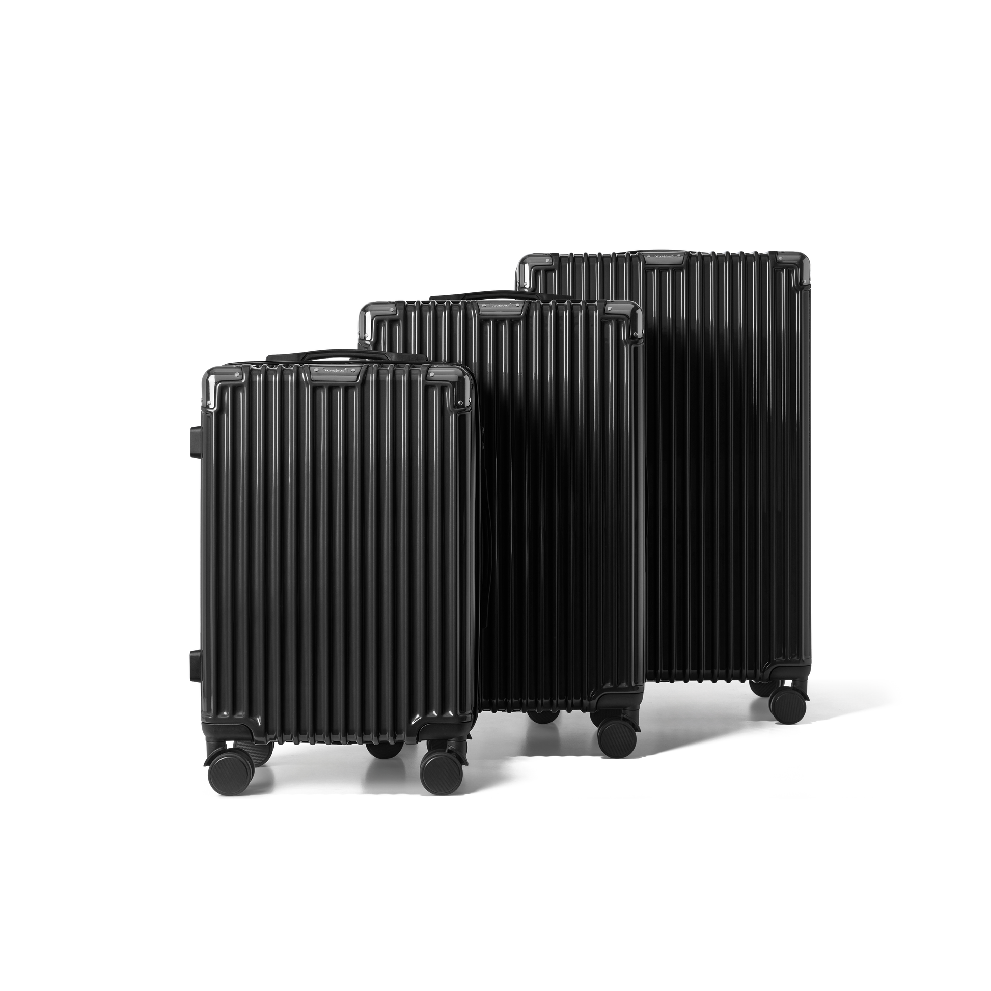 Kofferset 3 delig Zwart S / M / L Classic | Voyagoux voorkant
