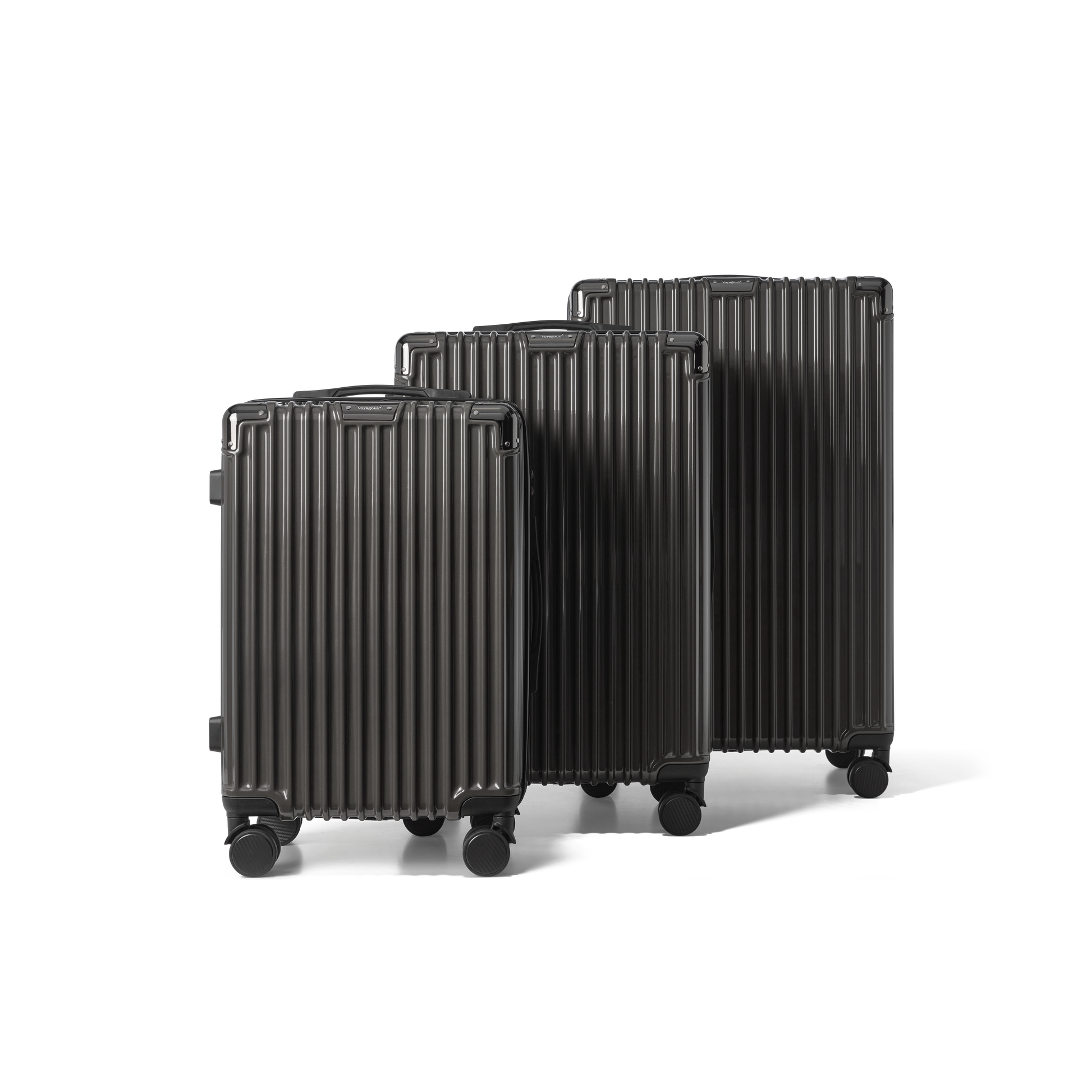 Kofferset 3 delig Donkergrijs S / M / L Classic | Voyagoux voorkant