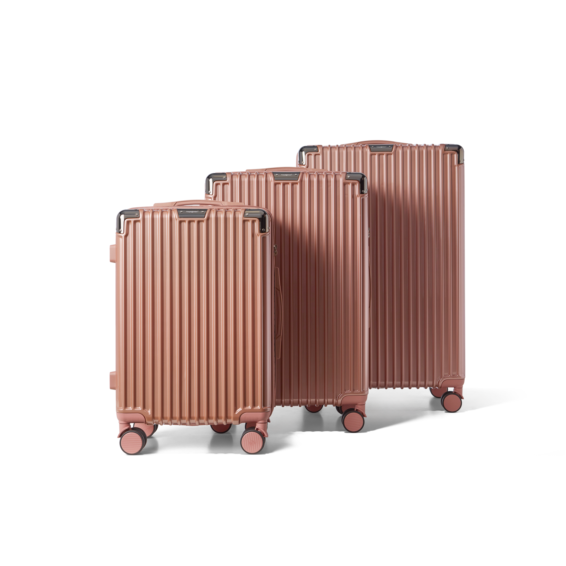 Kofferset 3 delig Rose Gold S / M / L Classic | Voyagoux voorkant