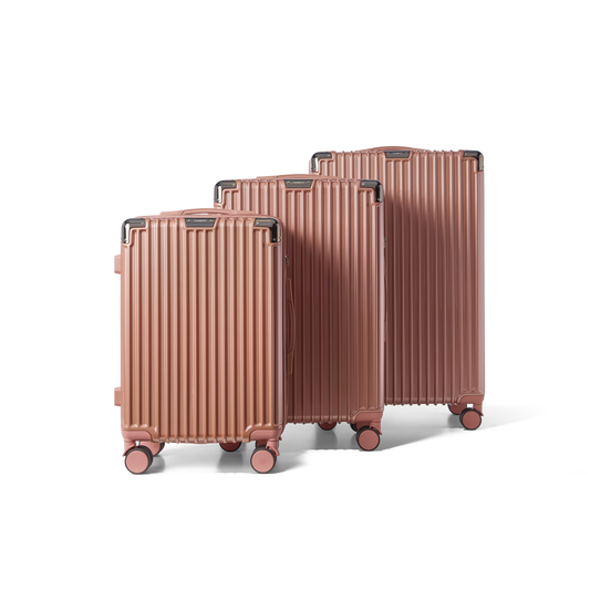 Kofferset 3 delig Rose Gold S / M / L Classic | Voyagoux voorkant