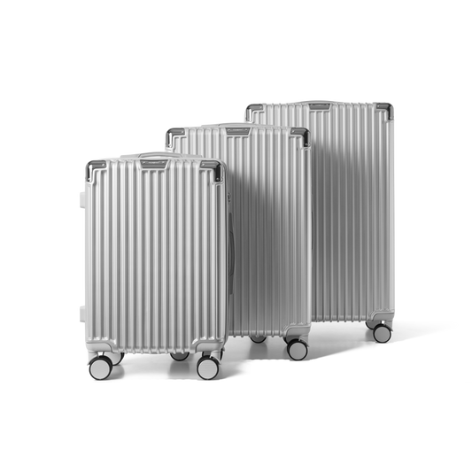 Kofferset 3 delig Zilver S / M / L Classic | Voyagoux voorkant