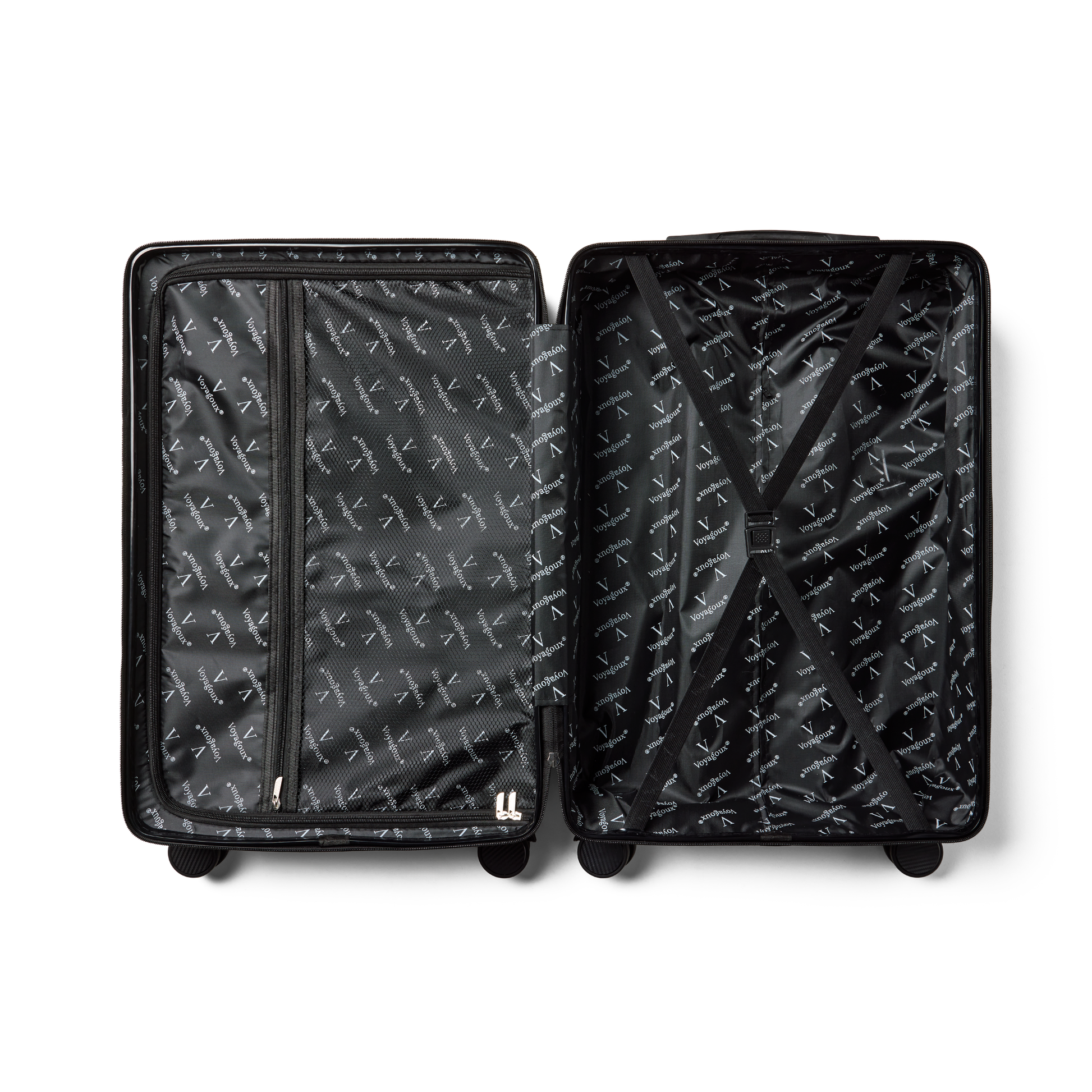 Reiskoffer Donkerblauw Medium Classic | Voyagoux binnenkant