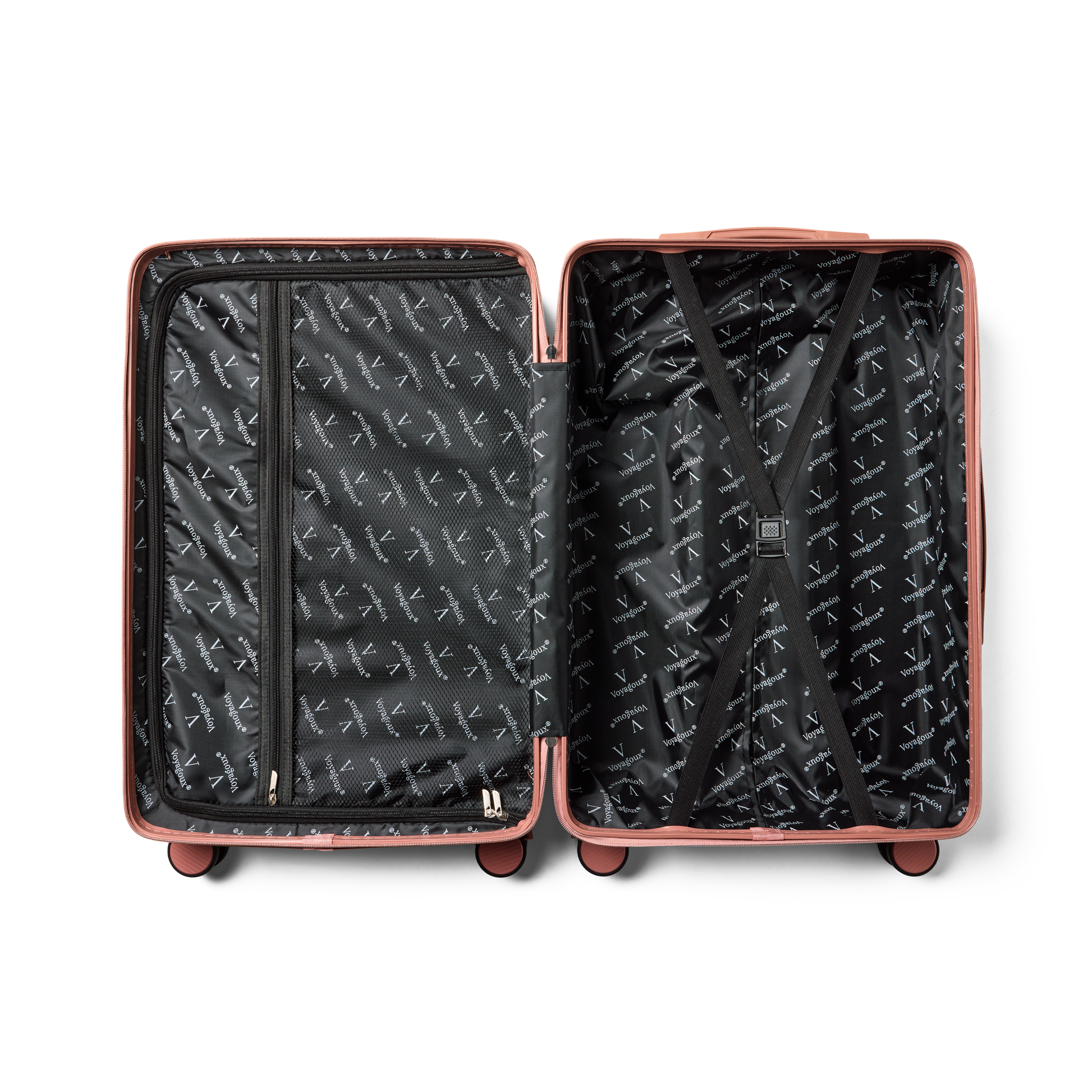 Reiskoffer Rose Gold Large Essentials | Voyagoux binnenkant
