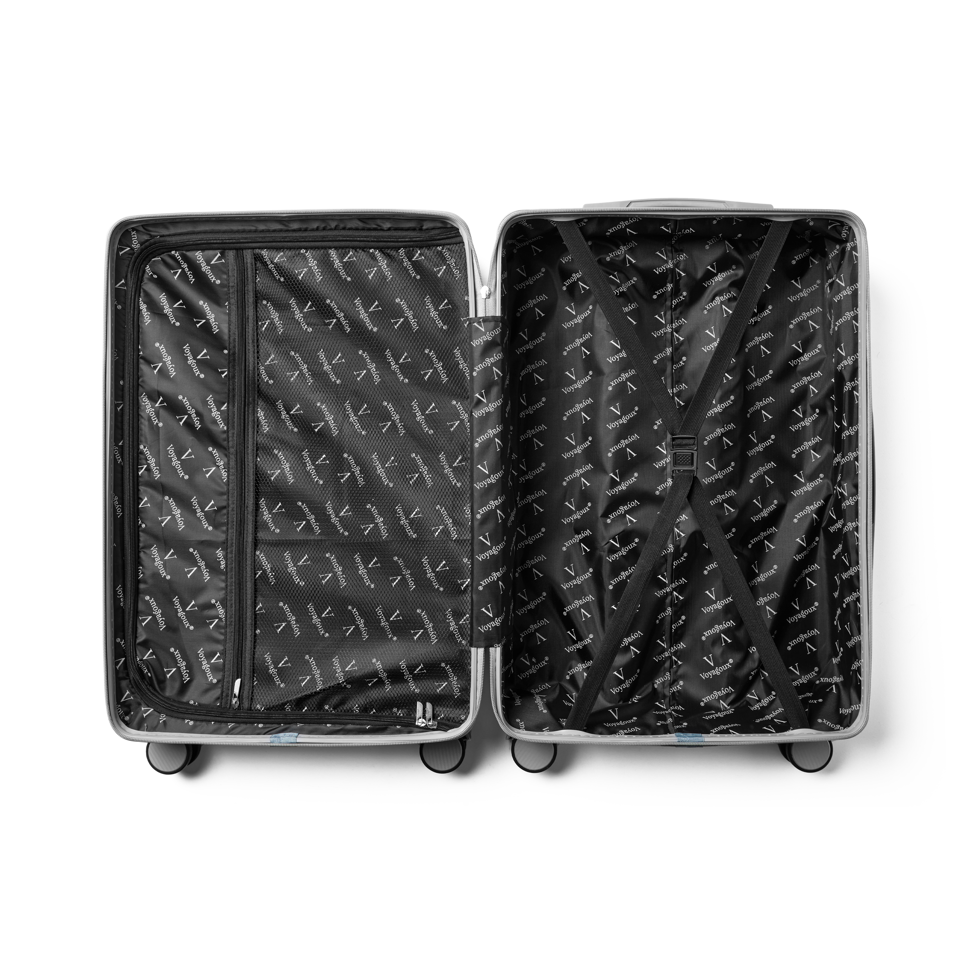 Kofferset 2 delig Zilver S / M Classic | Voyagoux binnenkant