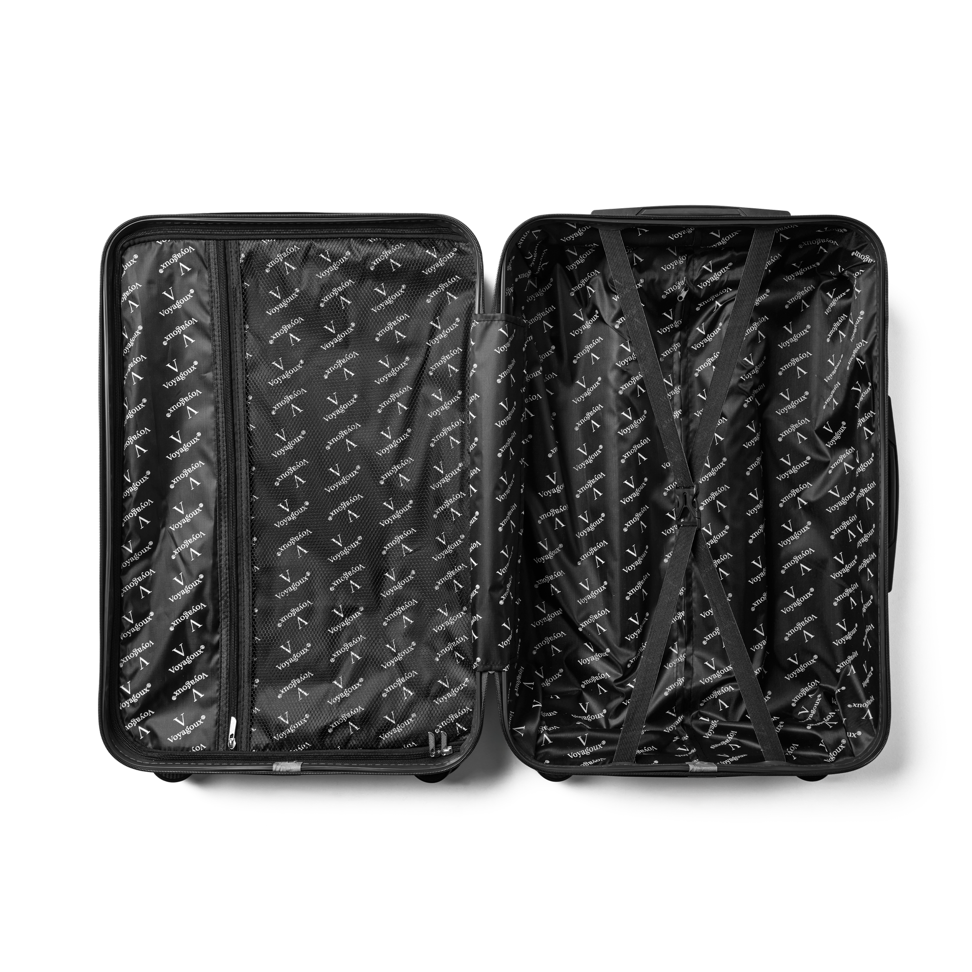 Handbagage koffer Zwart Essentials | Voyagoux binnenkant