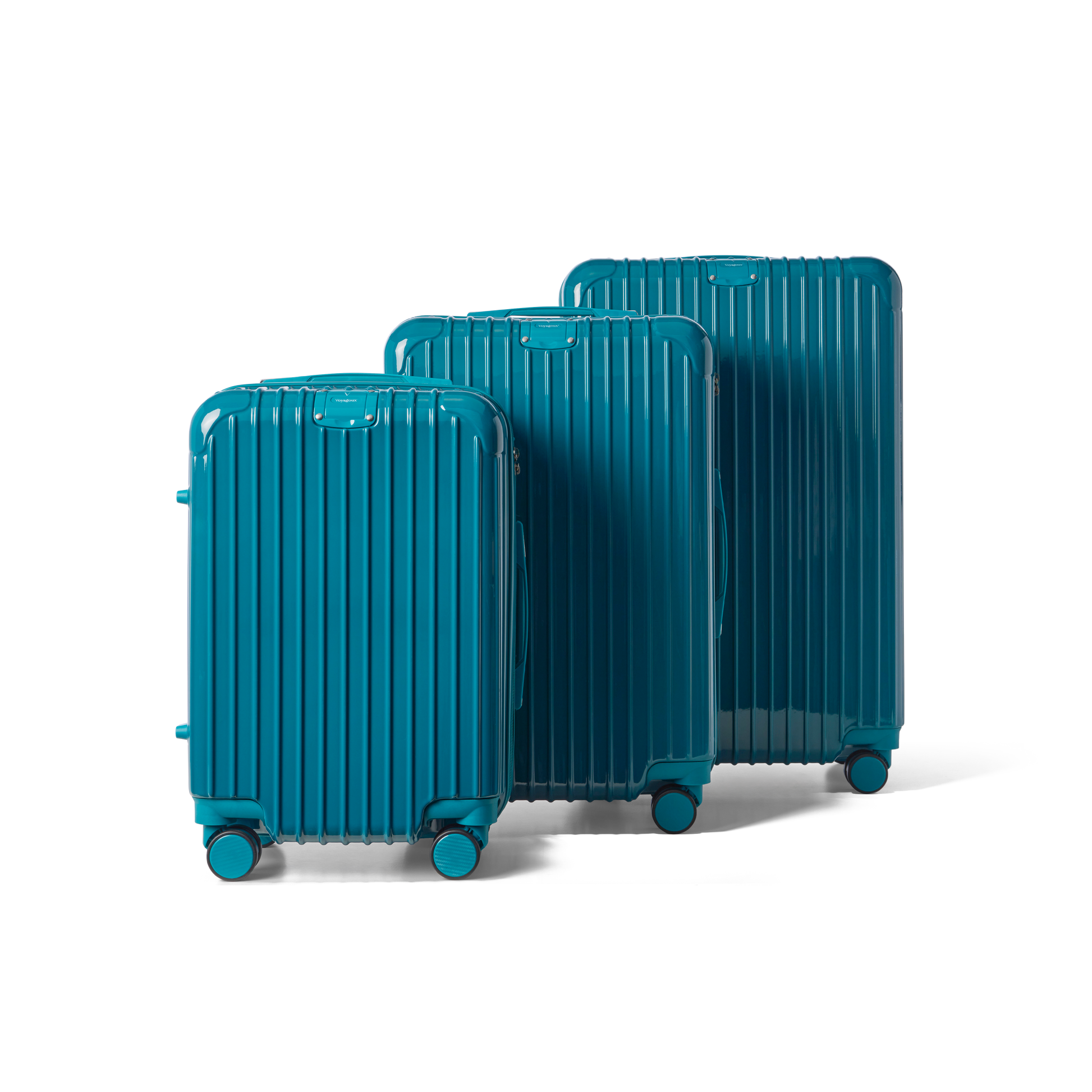 Kofferset 3 delig Lichtblauw S / M / L Essentials | Voyagoux voorkant