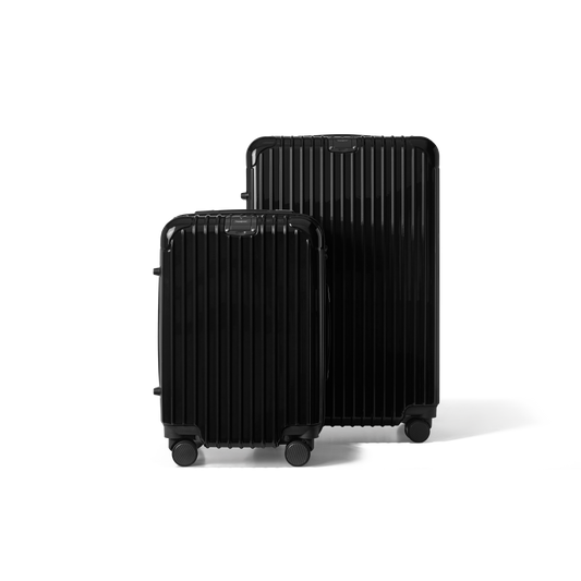 Kofferset 2 delig Zwart S / L Essentials | Voyagoux voorkant