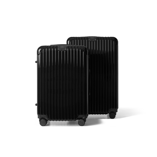 Kofferset 2 delig Zwart M / L Essentials | Voyagoux voorkant