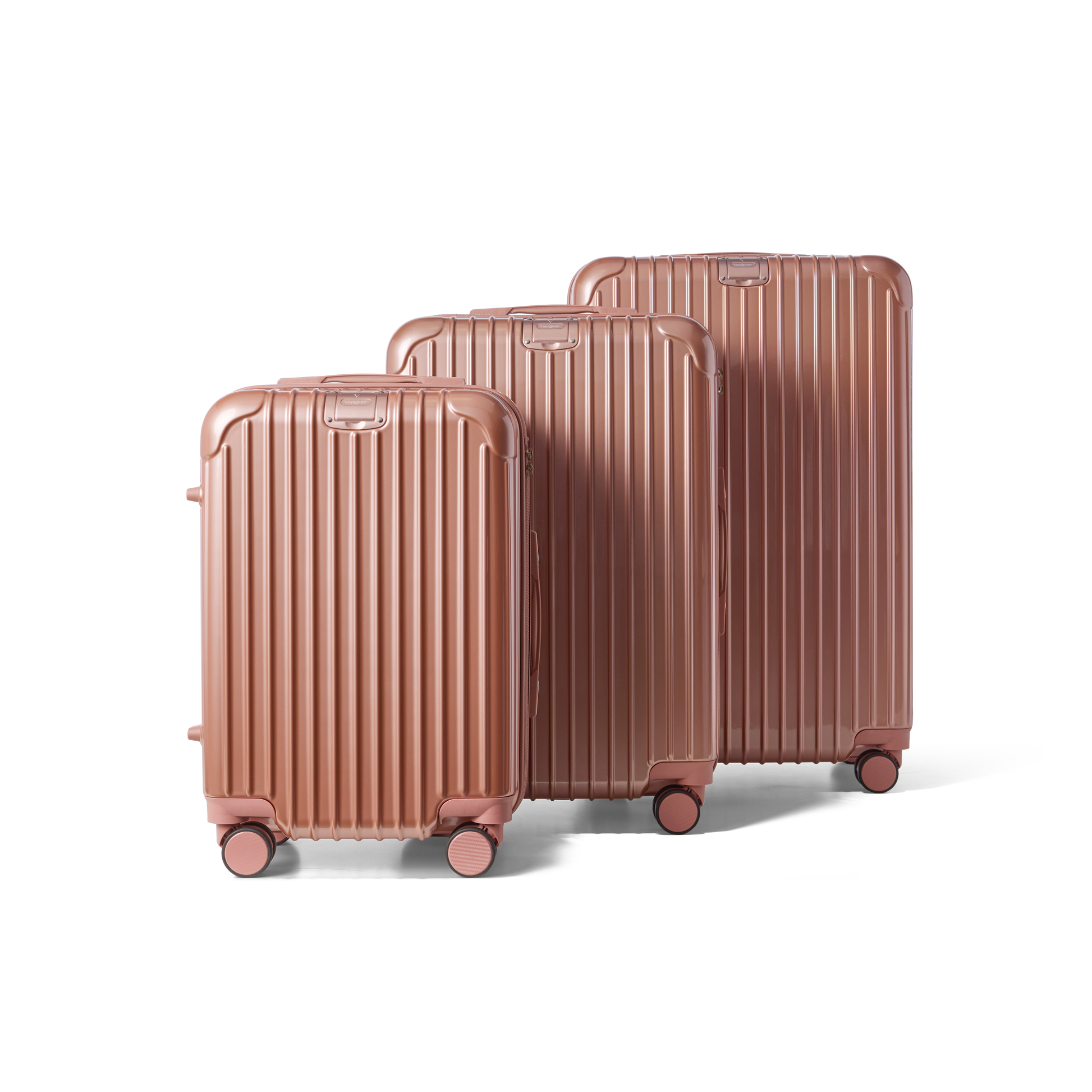 Kofferset 3 delig Rose Gold S / M / L Essentials | Voyagoux voorkant
