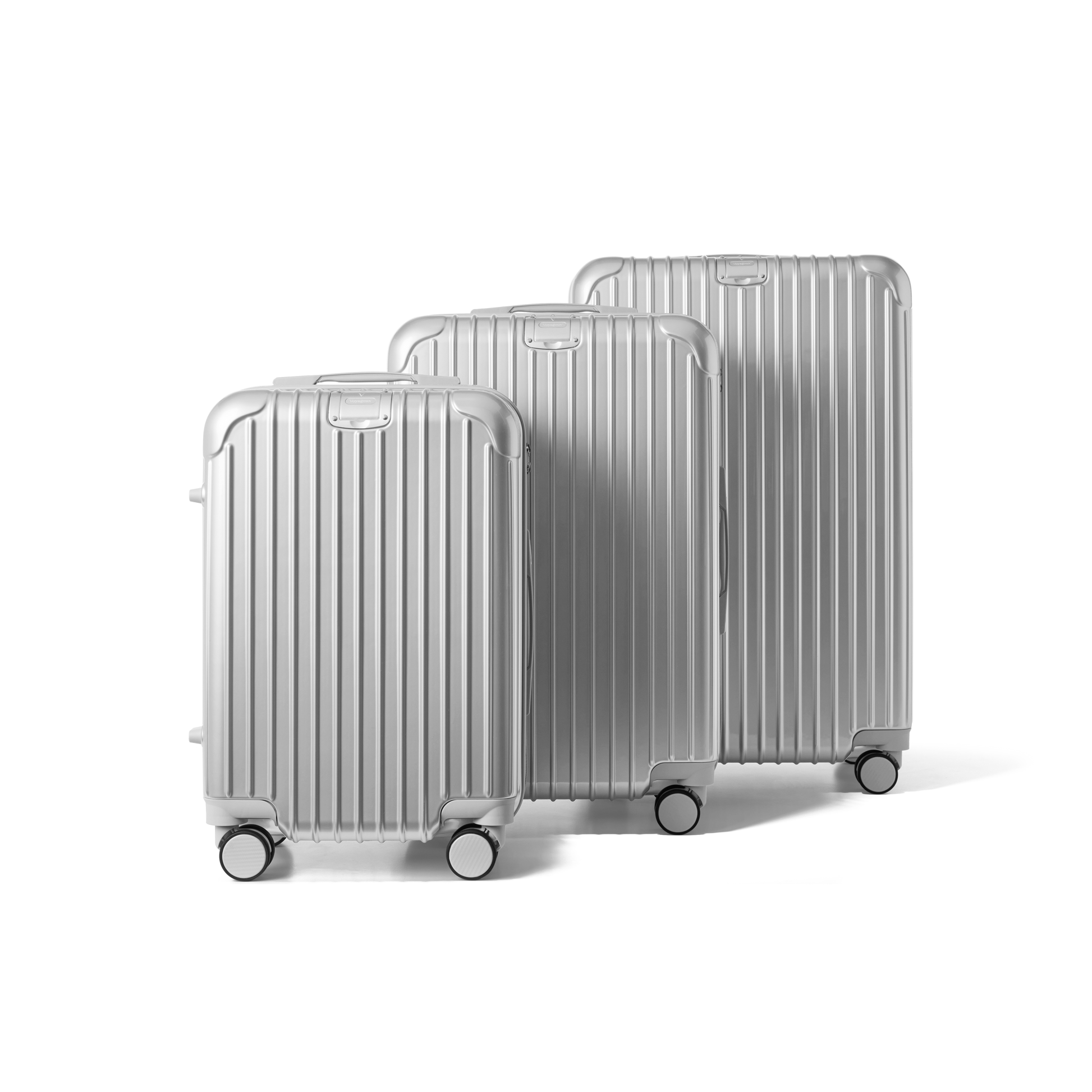 Kofferset 3 delig Zilver S / M / L Essentials | Voyagoux voorkant