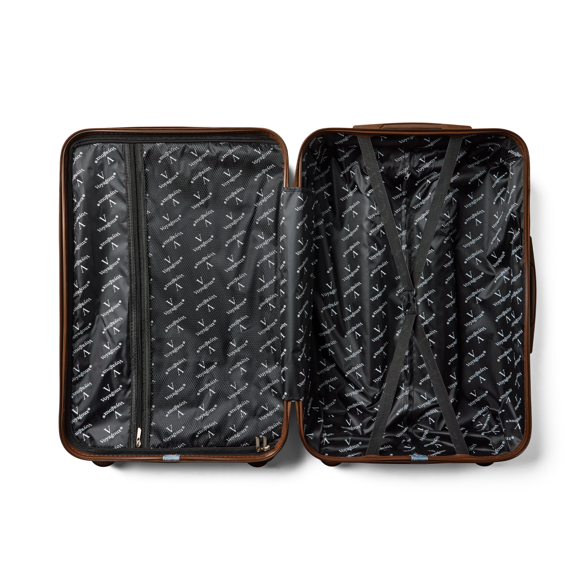 Reiskoffer Donkerbruin Medium Essentials | Voyagoux binnenkant