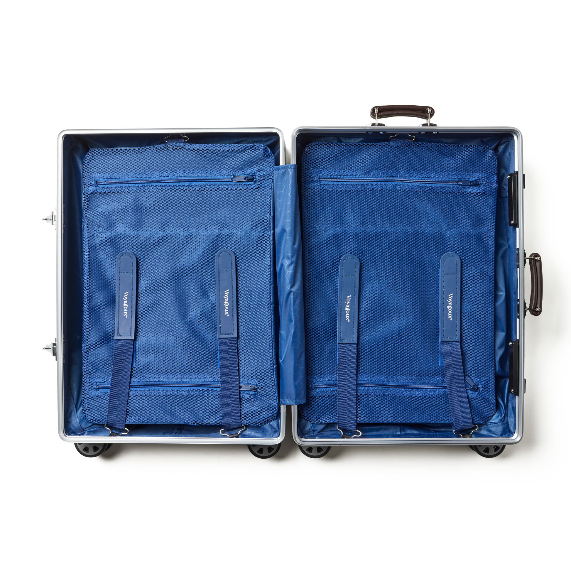 Handbagage koffer Aluminium Zilver ICON | Voyagoux binnenkant