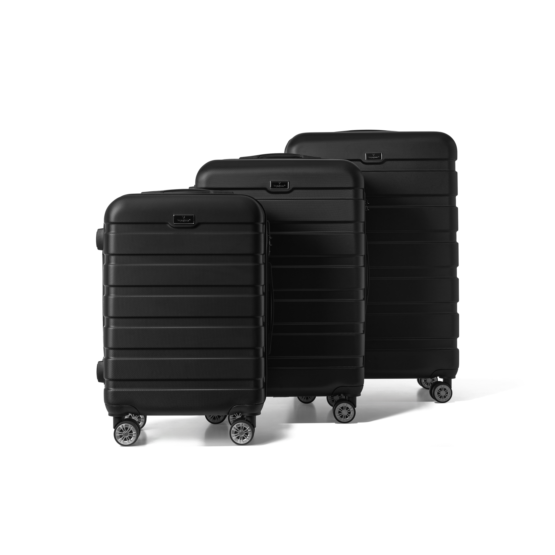 Kofferset 3 delig Zwart S / M / L Revelation | Voyagoux voorkant