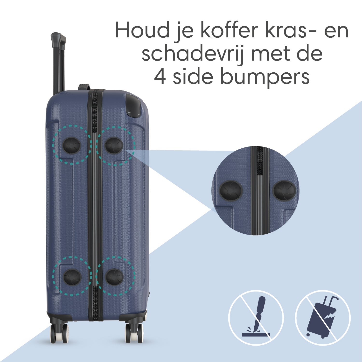 VOYAGOUX - Duurzame 4 - delige ABS Reiskoffer Set - Donkerblauw - L / M / S / XS - Voyagoux