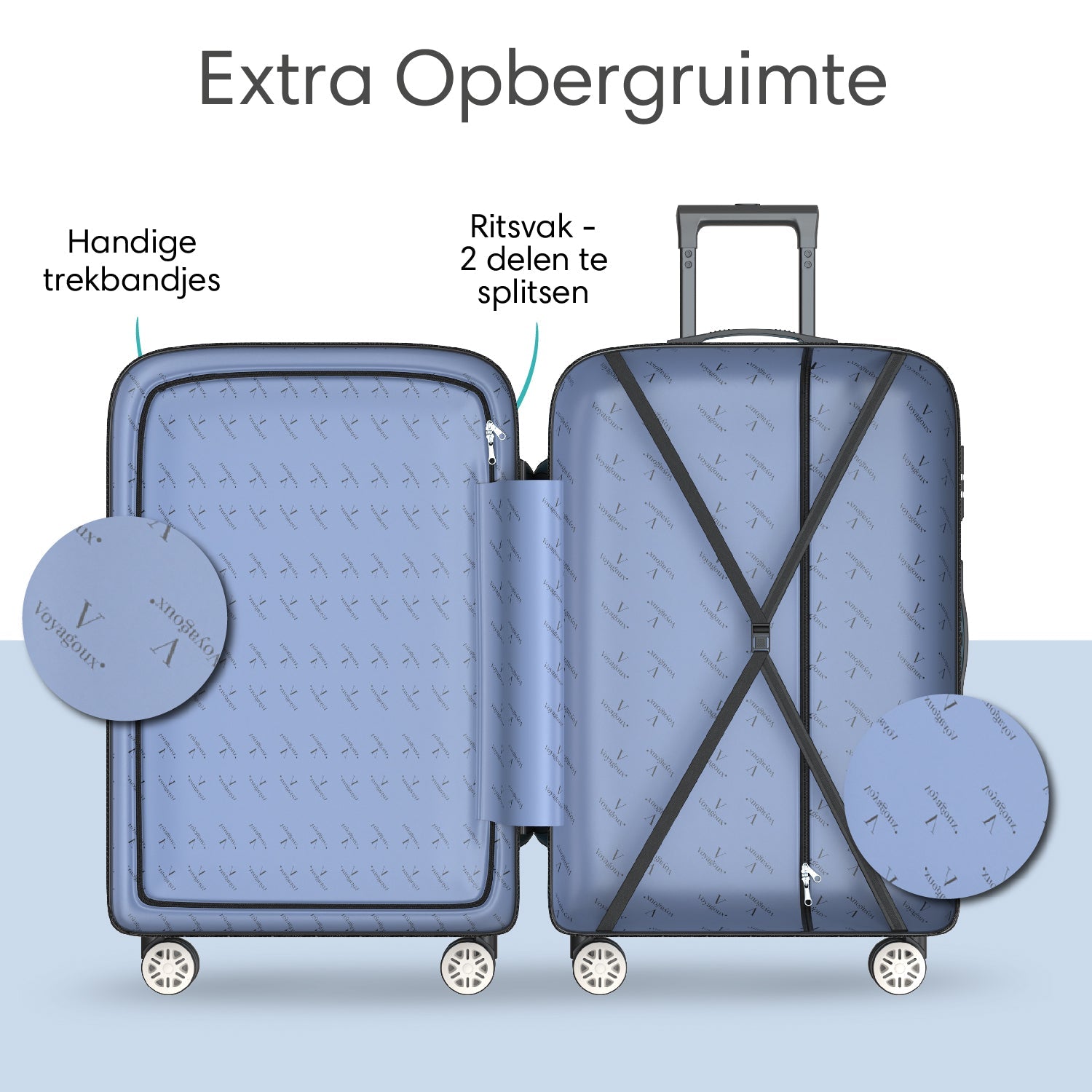 VOYAGOUX - Duurzame 4 - delige ABS Reiskoffer Set - Donkerblauw - L / M / S / XS - Voyagoux