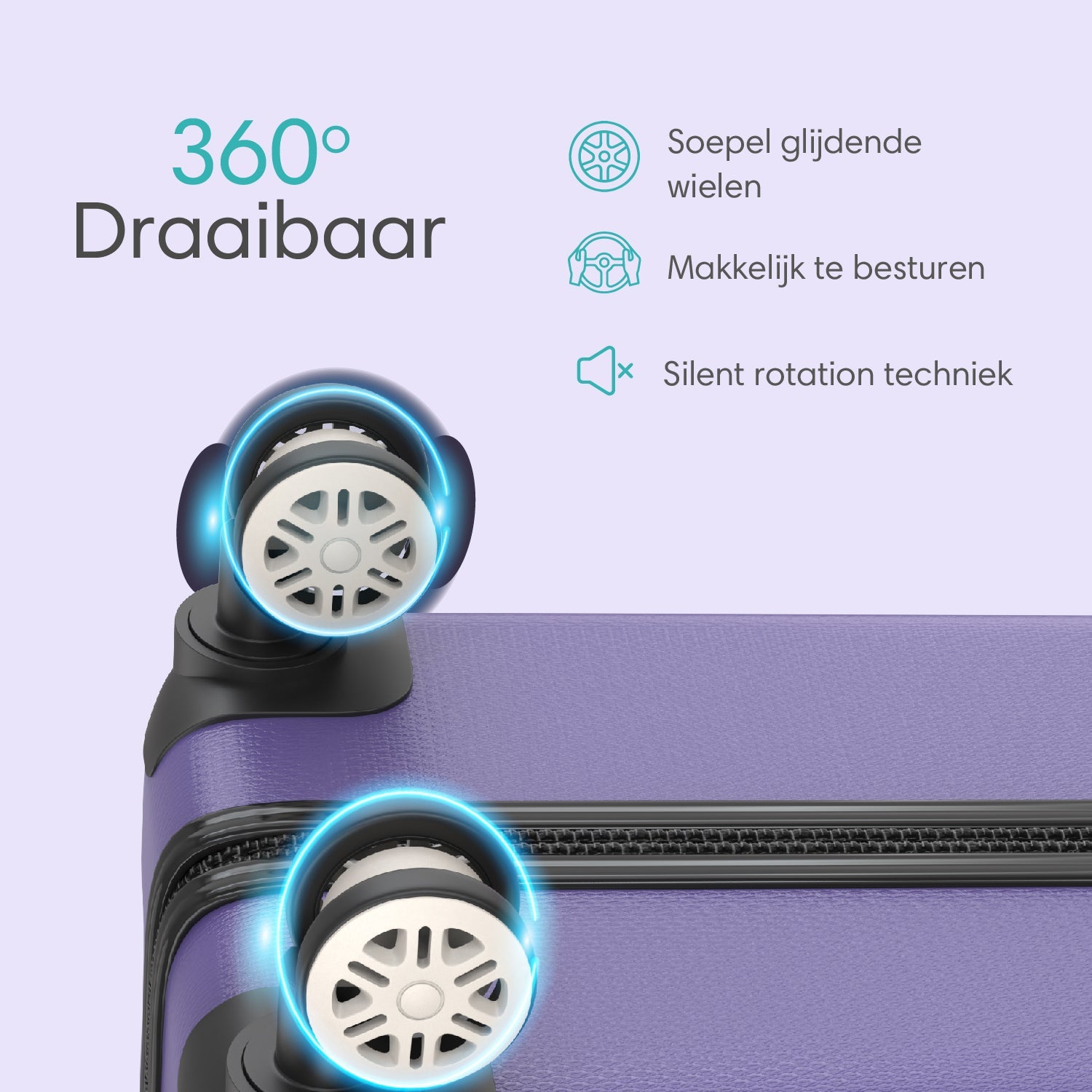 VOYAGOUX - Duurzame 4 - delige ABS Reiskoffer Set - Paars - L / M / S / XS - Voyagoux