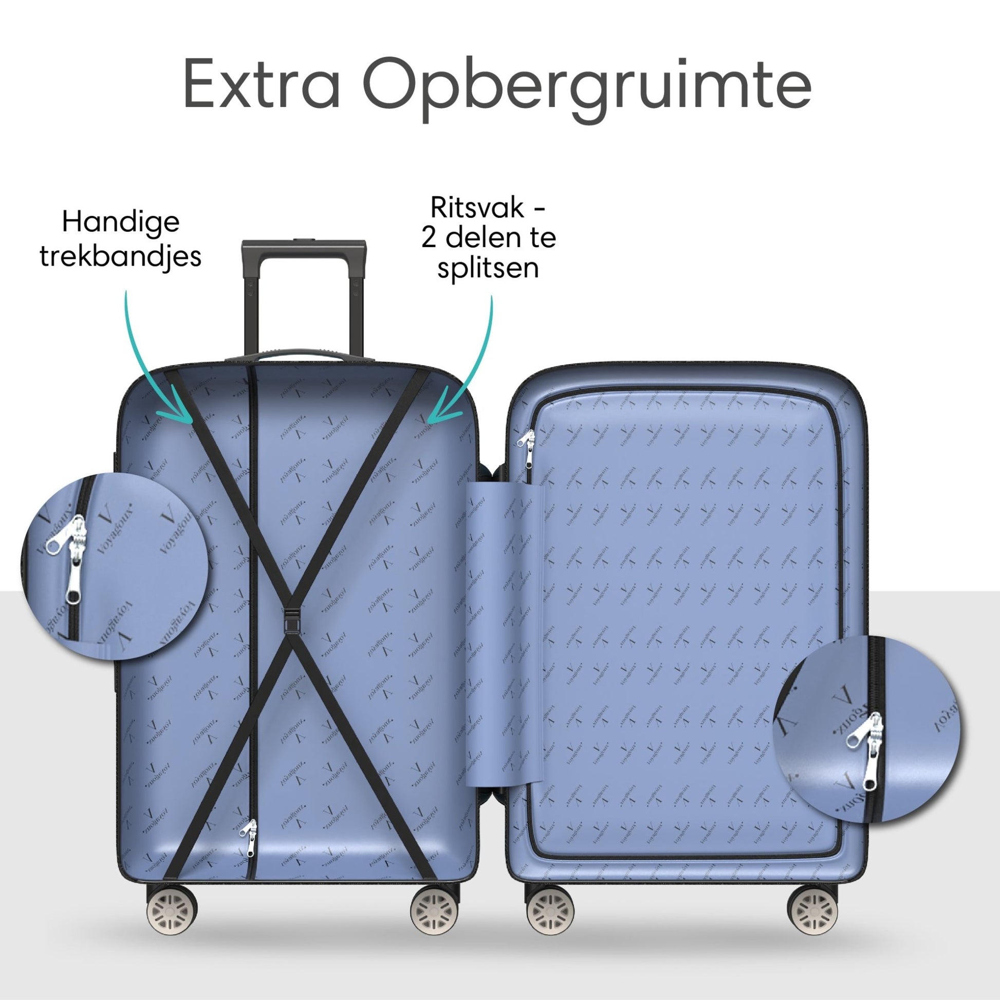 VOYAGOUX - Duurzame 4 - delige ABS Reiskoffer Set - Zwart - L / M / S / XS - Voyagoux