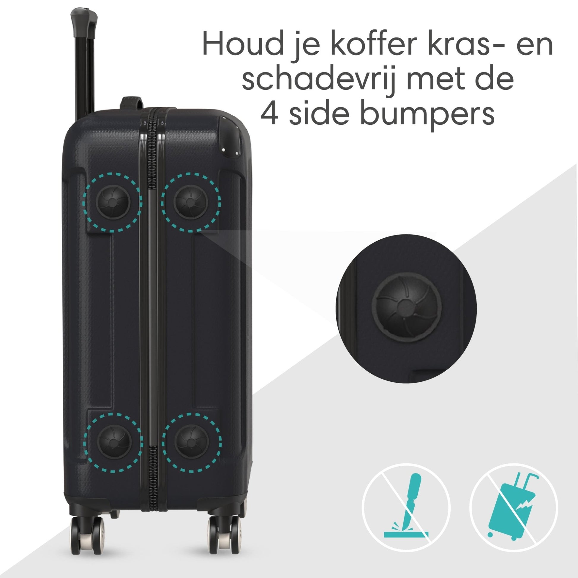 VOYAGOUX - Duurzame 4 - delige ABS Reiskoffer Set - Zwart - L / M / S / XS - Voyagoux